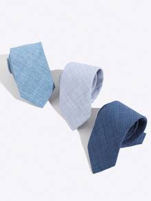 1pc Japanese Style Matte Faux Linen Texture Solid Color Student Business Versatile Shirt Tie Accessory - Multicolor - View 2