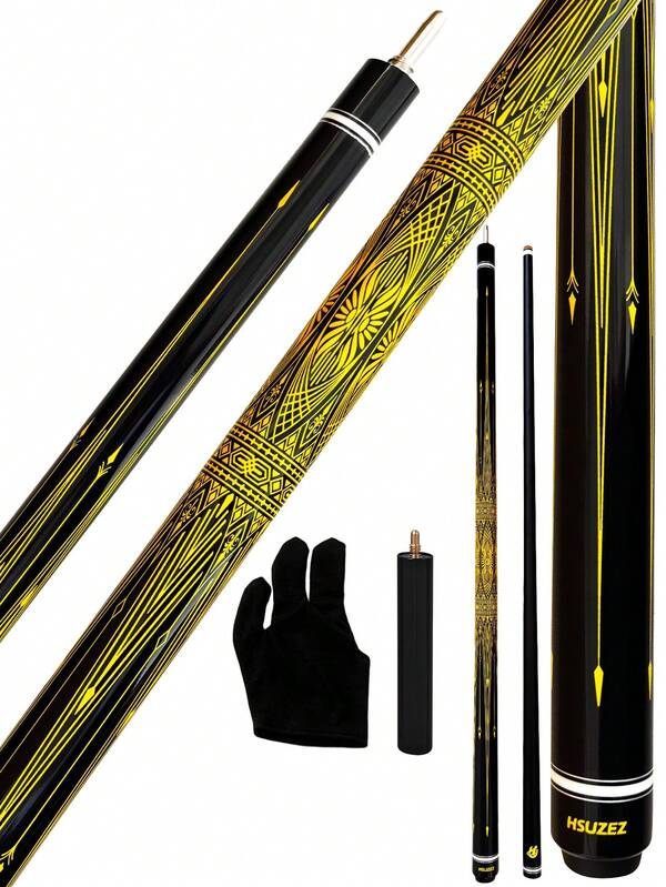 High-Quality Carbon Fiber Billiard Cue, Luxury Gold Pattern Pool Cue, 1/2 Split Cue [10mm/11.5mm/13mm Tip]57.4 Inch/146 Cm Length, Low Deflection And Balanced Weight, Precise Shot, Combines High Aesthetics And Quality, Suitable For American 9-Ball, Chinese And Carom Billiards, The Perfect Gift For Billiard Sports Enthusiasts And Competitive Players