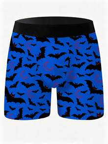 4 Random Pairs Of Men's Fun Shorts, Halloween Quirky Bats And Spooky Distressed Pumpkins, Sporty Casual Long Boxer Briefs - Multicolor - View 4
