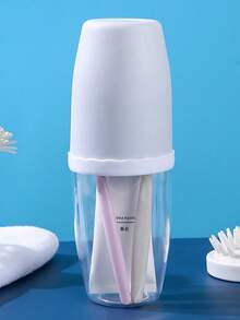 Fashionable Couple Creative Toothbrush & Mouthwash Cup Set With Lid And Slot, Hard Portable Travel Toothbrush Holder, Travel Essential - Multicolor - View 15