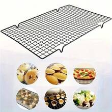 Black Non-Stick Cooling Rack, Large Square Cake Cooling Rack, Baking Tool Bread Cooling Rack, Heat Resistant, Suitable For Oven, Perfect For Baking Cakes, Bread, Grilling, Steak, Turkey, Lamb Chops, Etc., Kitchen Accessory Rack, Baking Supplies And Equipment, Halloween, Christmas, New Year Holiday Supplies - Black - View 3