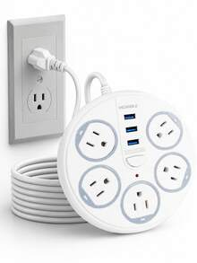 ONEEKA Multifunctional Power Strip With 4 USB Ports And 6 Outlets, Overload Protection, And Made With Wear-Resistant Materials. - MC-622U - View 9