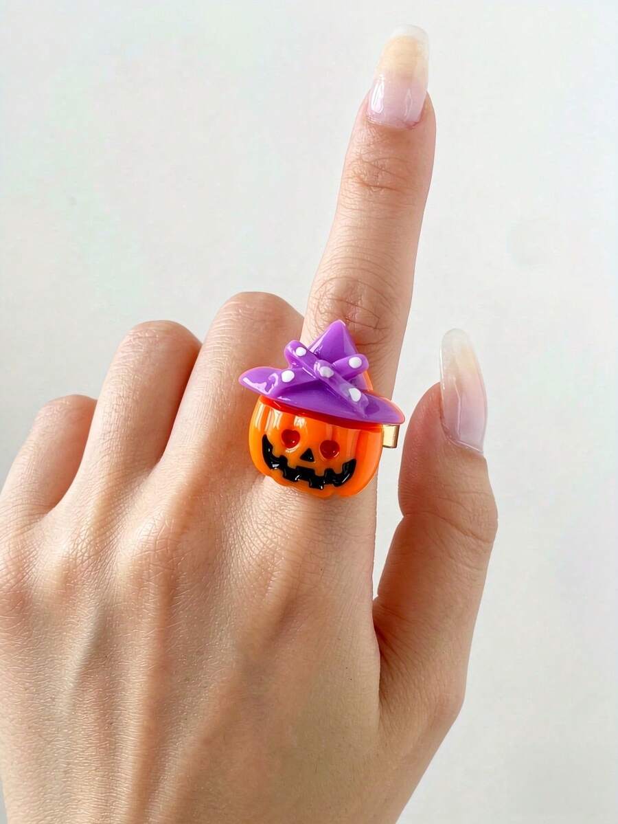 1 Buah Cincin Wanita Motif , Hantu, dan Tengkorak dari Resin untuk Halloween, Cocok untuk Pesta Liburan dan Paduan Aksesoris - 1 buah  A - View 1