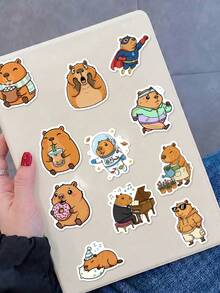 50pcs Funny Capybara Stickers, Cute Cartoon Humorous Daily Scene Capybara Patterns, Waterproof Vinyl Stickers, Suitable For Water Bottles, Laptops, Scrapbooks Decoration - Multicolor - View 5