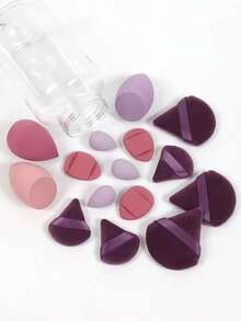 Random 5-Piece Makeup Sponge Set With Random Packaging Bottle And Bag, Complete Makeup Tool Set Including 3 Regular Makeup Sponges, 3 Mini Makeup Sponges, 3 Powder Puffs, 3 Mini Powder Puffs, And 3 Mini Finger Cushion Powder Puffs, Suitable For Foundation, Concealer, Loose Powder And Other Base Makeup Products For Flawless Long-Lasting Makeup, Multi-Color Latex-Free Makeup Sponges, Dry And Wet Use, Also As A Dedicated Application Tool For Creamy Foundation - Multicolor - View 2