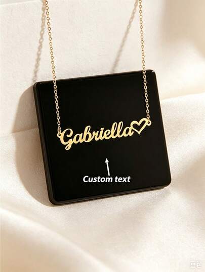 Customized Heart Name Necklace For Women, 18K Gold Plated Stainless Steel Personalized Jewelry, Elegant Font, Heart Pendant, Daily & Party Wear Fashio