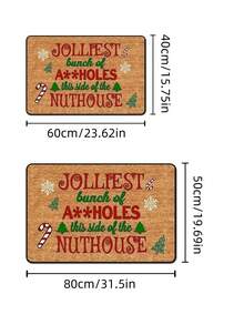 1PC Christmas Door Mat With Playful Holiday Message, Candy Cane And Tree Design, Holiday Cartoon Style Indoor/Outdoor Non-Slip Mat, Machine Washable, Suitable For Kitchen, Dining Room, Hallway, Bathroom, Bedroom, Outdoor, Entryway, Home Decor, Room Decor, Christmas Decoration - A - View 8