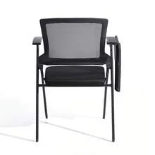 Modern Conference Chair With Mesh Backrest, Folding Office Seating - Black - With Tabletop - View 6