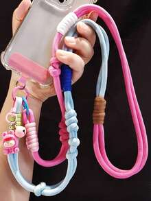 2pcs/1pc Colorful Contrast Doll Bell Crossbody Phone Lanyard, Smartphone Shoulder Bag Strap, Smartphone Protective Case Lanyard, Phone Accessories Keychain Phone Chain, Bag Charm Keyring, Girl's Anti-Loss Phone Shoulder Strap With Universal Phone Patch, Halloween - Multicolor - View 3