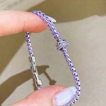 Vòng tay nữ đính đá rhinestone dây bện màu xanh kiểu mới họa tiết dây leo nho, thủ công đan màu sắc, phụ kiện tay tối giản cực thu hút - Vòng tay tết dây - Xem 8
