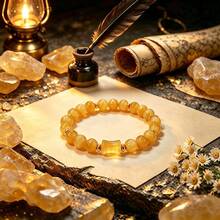 Yellow Citrine Beaded Bracelet Symbolizing Wealth, Helps Attract Wealth And Opportunities, Handmade Spiritual Jewelry With Bamboo Knot Pendant, Suitable For Daily Wear - Multicolor - View 5