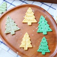 Juego de 4 moldes para galletas con forma de árbol de pino, moldes de repostería con relieve de árboles estilizados surtidos para postres estilo bosque y regalos de aperitivos hechos a mano - Ver 8