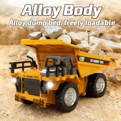 ✨[FYP]Christmas Viral Dump Truck-Made With Lights Sounds Remote Control With Working Bed|1:64 RC Alloy Construction Vehicle For Boys Girls Kids Ages 3+|Perfect Cozy Fall Halloween Thanksgiving Birthday Party|Made Me Buy It:Must-Haves To Stock Up On✨
