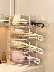 1/2/3/4pcs/Curling Iron Storage Rack Transparent Stackable Hair Tool Organizer Suitable For Curling Irons, Straighteners And Hair Dryers Multi-Layer Countertop Storage Rack With Cable Management Function Space-Saving Styling Station For Bathroom Bedroom Dorm - Multicolor - View 9