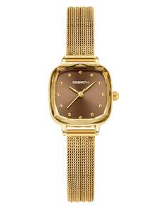 REBIRTH 1pc Women's Vintage Luxury Minimalist Fashion Casual Artistic Personalized Watch Suitable For Daily Wear - Coffee Brown - View 12