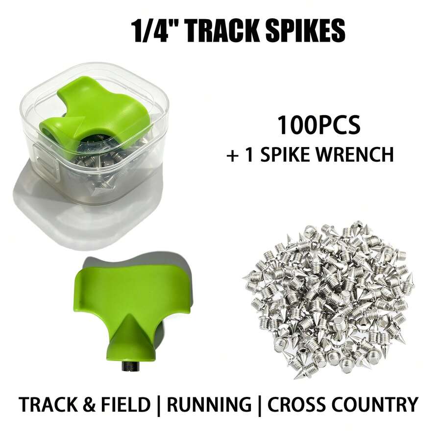 1/4 Inch Track Spikes, 100pcs Steel Track Spikes Replacement Parts And Spike Wrench, Suitable For Sports Running Track Shoes