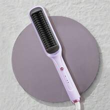 CRASTS Hair Straightener Brush, 2‑In‑1 Straightening Brush For Smooth Sleek Hair & Loose Curls, Ceramic Tourmaline Hot Brush Anti‑Scald Design, Portable Electric Hair Styling Comb For Home Salon Use - Lilac Purple - View 14