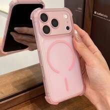 Shockproof Matte Translucent Phone Case, Compatible With 17 Pro Max/17 Air/17 Pro/17/16/15/13/12/Plus/Pro/Promax, Magnetic Support, Full Corner Coverage Anti-Drop Protection, Matte Skin-Friendly Touch, Office Business Gift - Pink - View 4