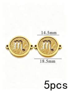 1/5pcs Zodiac Connector Pendant, 18K Gold Plated 304 Stainless Steel Double Hole Zodiac Pendant, Non-Fading DIY Jewelry Accessories - Zodiac Connector Ring - View 11