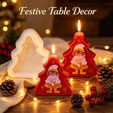Geometry Xmas Tree Candle Silicone Mold With Santa Claus Reindeer Snowman Design DIY Scented Candle Making Mold For Christmas Holiday Home Decor Gift Crafts - Christmas Mold - View 5