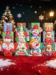 3pcs/Set Kotak Hadiah Dekorasi Natal, Kotak Hadiah Kertas Kartun, Dekorasi Pajangan, Kotak Hadiah untuk Dekorasi Jendela Pohon Natal, Cocok untuk Pesta Natal, Pernikahan, Ulang Tahun, Kotak Kemasan Lipat, Dekorasi Meja Makan Rumah untuk Pesta Liburan, Hadiah Terbaik untuk Teman dan Keluarga - Berbagai gaya - View 1