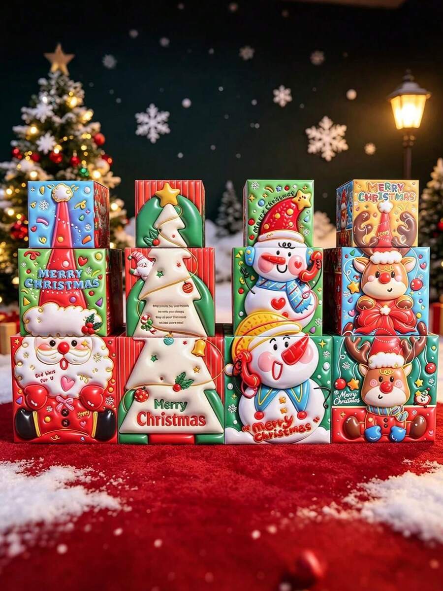 3pcs/Set Kotak Hadiah Dekorasi Natal, Kotak Hadiah Kertas Kartun, Dekorasi Pajangan, Kotak Hadiah untuk Dekorasi Jendela Pohon Natal, Cocok untuk Pesta Natal, Pernikahan, Ulang Tahun, Kotak Kemasan Lipat, Dekorasi Meja Makan Rumah untuk Pesta Liburan, Hadiah Terbaik untuk Teman dan Keluarga - Berbagai gaya - View 1