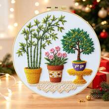1PC 15*15cm/5.9*5.9in 20*20cm/7.9*7.9in, Houseplants Embroidery Kit, DIY Handmade Embroidery Set For Adult Beginners, Home Gift, Women's Sewing Gift, Including User Manual, Printed Pattern Fabric, Embroidery Frame, Needle And Thread. - Indoor Plants - View 4