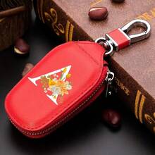 26 Letter Plainweavekey Bag,Red Yellow Flowerkey Bag,Car Keychain,Keychain,PUkeychain,Wallet,Zipper Bag,Carkeyorganizer,Men'sgift,Christmasgift - Multicolor - View 6