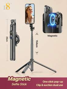 D8 Magnetic Attraction Cell Phone Selfie Stick Tripod, Smartphone Tripod Stand All-In-1 With Integrated Wireless Remote,Portable,Lightweight,Extendable Phone Tripod , All-In-1 Cell Phone Selfie Stick Tripod With 360° Rotatable Fill Light, 1300MM Extendable Portable Lightweight Smartphone Tripod Stand, Compatible With Iphone Duo 18 17/16/15/14/13 & All Android Phones - one-size - View 16
