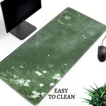Gaming Mouse Pad & Desk Mat | Non-Slip Base, Green Floral Pattern, Suitable For Office And Home; Large Full-Size Desk Mat For Computer And Laptop - Mouse Pad - View 5