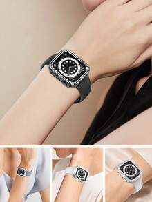 8PCS Rhinestone Watch Protective Case, Compatible With Apple Watch Case Models 40mm 41mm 42mm 44mm 45mm 46mm 49mm, Fashionable Luxury Sparkling Rhinestone Inlay, Hard PC Hollow Watch Case, Compatible With Apple Watch Series Ultra/SE/12/11/10/9/8/7/6/5/4, Compatible With Apple Watch Women's Smart Watch Case. Easy To Wear, Sensitive Touch - Multi-color 5 - View 9