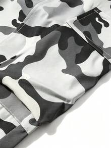 Women's Outdoor Workwear Long Pants, Loose Straight Leg Camouflage Trousers, Autumn - White - View 7