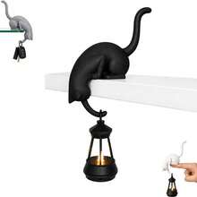 1pc Cat Night Light Bookshelf Ornament, Multifunctional Tail Hook For Hanging Keys, Atmospheric Home Decor, Creative Holiday Gift For Cat Lovers, Cat Hanging Light Ornament, Bookshelf Edge Cat Hook Decoration, Key Hanging Night Light Home Desktop Creative Craft (Light Not Included) - Multicolor - View 8