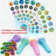 40 Patterns 5 Cards/Children's Bedtime Glowing Flashlight Toy, Early Education Cognitive Dinosaur Animal Ocean Number Fruit Multiple Pattern Projection Flashlight Puzzle Toy - Multicolor - View 8