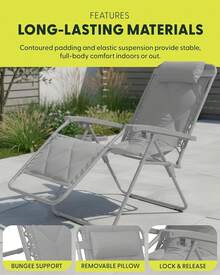 Gravity Chairs (2-Pack) Premium Heavy-Duty Outdoor Recliners With Luxe Two-Tone Design! Features Ultra-Padded Ergonomic Support, 5-Position Adjustable Backrest Independent Headrest, Built-In Cup Holder Phone Slot, And Smooth Rocking F - Grey - View 3