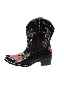 Sepatu Bot Pendek Wanita Gaya Retro Amerika Barat Serbaguna Edisi Terbatas Langka 2026 dengan Bordir Burung, Ujung Lancip, Hak Tebal, Sepatu Bot Berkuda dengan Bordir dan Hak Tebal - Hitam - View 10