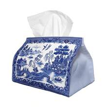1pc Blue Floral Design Tissue Box, Vintage Art And Classic Style - Suitable For Kitchen, Car Napkin Storage Organizer, Elegant Decorative Box, Perfect For Living Room, Bedroom And Dining Room Space - Fashionable And Practical Tissue Dispenser - Multicolor - View 11