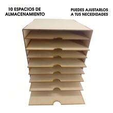 Exhibidor Organizador De Hojas Carta Mdf 10 Compartimentos - Natural - Ver 9