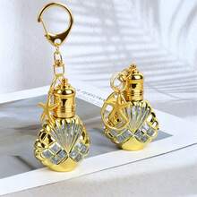 Shell-Shaped Refillable Mini Perfume Cylinder Keychain With Starfish Pendant, Leak-Proof Portable Perfume Container, Fashion Bag Charm, Daily Travel Accessory, Ramadan Birthday Gift For Girls, Exquisite Decorative Key Ring - Multicolor - View 1