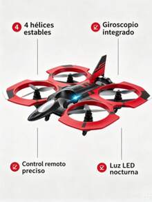 Avión de espuma de control remoto de 4 ejes con giroscopio, juguete volador recargable, disponible en rojo y verde, batería incluida, ideal para regalo infantil - Multicolor - Ver 2