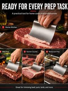 1pc Ergonomic Curved Meat Scraper, Handheld Fat Trimmer For Beef & Pork, Sharp Edge Kitchen Prep Tool For Meat, Bench Scraper Kitchen Accessory With Comfortable Grip, Fast Fat Fascia Removal For Beef Pork Lamb - Multicolor - View 7