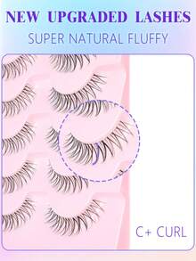 7對超柔軟仿貂毛假睫毛－自然交叉款、可重複使用、輕盈柔軟、貂毛質感睫毛條，打造迷人眼妝 - 黑色 - 查看 6