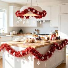 3/2/1pc Christmas Decorations: White Snowflake, Red Pleated Stripe, Decorative Christmas Ribbon, Madder Red Hanging Ornament, Home Decor, Party Decoration - Conventional - View 2