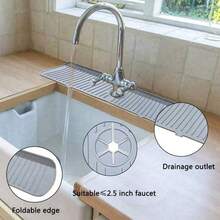 1pc Drain Mat, Sink Faucet Splash Guard, Silicone Drain Mat, Waterproof Drying Mat, Non-Slip Faucet Handle Drip Collection Tray For Kitchen And Bathroom Countertops - Kitchen, Bathroom, Farmhouse Sink Protection Mat - Multicolor - View 13