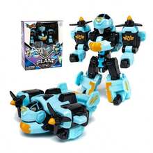 Transforming Mecha Set, Car To Robot Toy, Manual Transformation To Airplane Or Tank, Cartoon Robot Design, Educational Toy, Christmas Gift - Multicolor - View 11