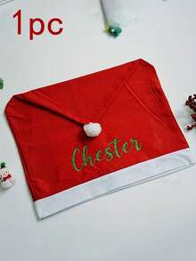 Customized Christmas Chair Covers, Customized Christmas Hat Chair Back Covers, Santa Hat Chair Covers, Personalized With Your Family Name, Suitable For Dining Room And Office Chairs - Multicolor - View 8