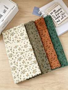 1/2/4/6/8pcs Floral Pattern Cleaning Cloths, Quick-Drying Thickened And Widened Kitchen Towels, Soft And Breathable, Suitable For Bath Towels, Car Polishing Pads And Glassware Cleaning, Square Towels - Multicolor - View 4