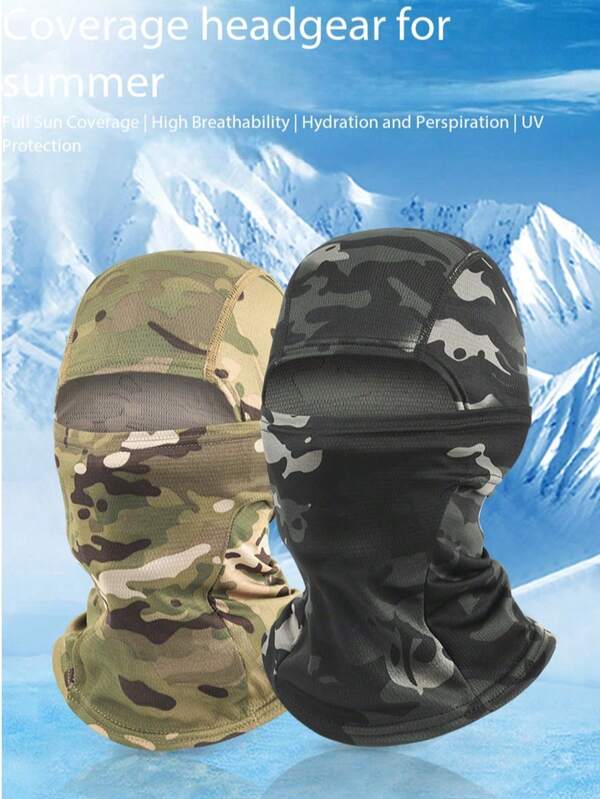 Outdoor Camouflage Sun Protection Headwear, Breathable Quick-Dry Full Face Neck Guard Mask, Motorcycle Riding Fishing Sports Protective Headgear