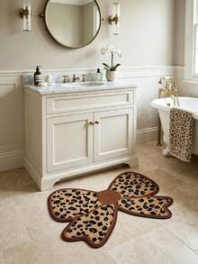 1pc Cute Bowknot Rug, Leopard Print Bowknot, Faux Cashmere, Soft And Fluffy, Room Decor, Home Supplies, Indoor Doormat, Living Room Carpet, Kitchen Mat, Bedroom Rug, Bathroom Mat, Home Decoration, Bedroom Decor, Bathroom Decor, Easy To Clean - Multicolor - View 5