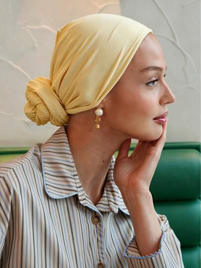 1pc Women's Instant Classic Basic Solid Color Hijab, Multiple Wearing Styles Adjustable Versatile Practical Elastic Turban, Modal Fabric Comfortable Soft Skin-Friendly, Suitable For Daily Wear, Sports, Yoga